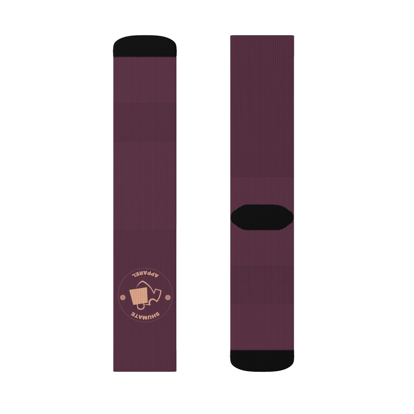 Coffee Lover Sublimation Socks – Maroon Crew Socks with 'Happiness is a Cup of Coffee' Design