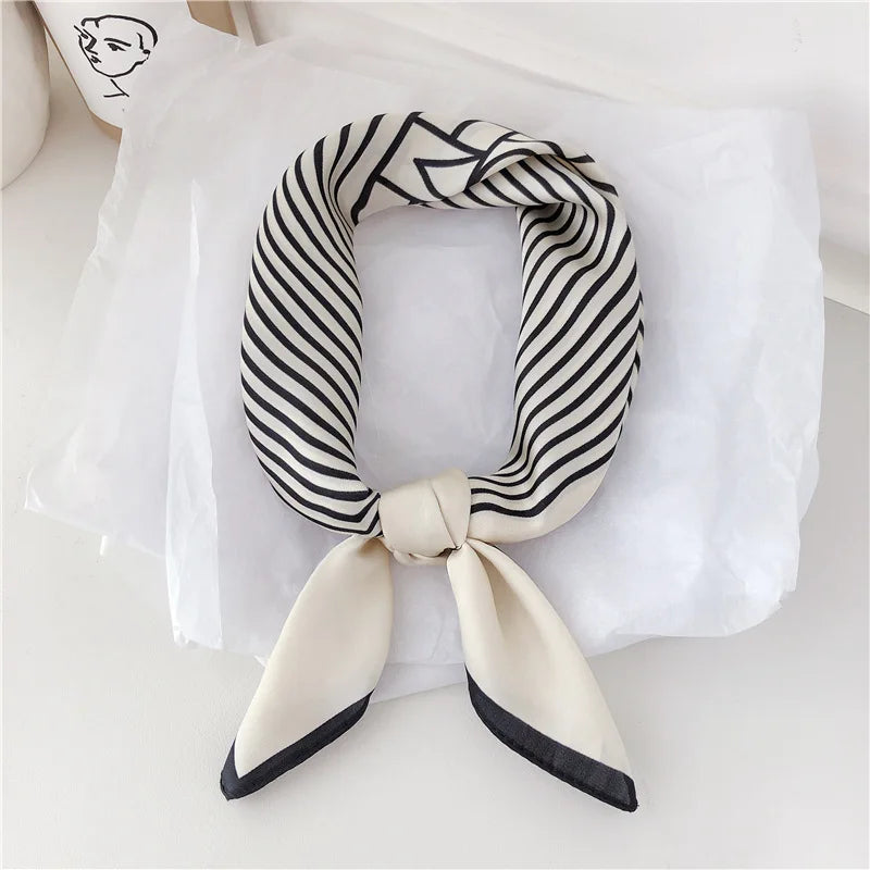 Women's Korean Square Scarf With Simple Striped Fashion Brocade Design Style'
