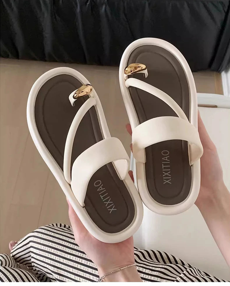 Women Summer Flip Flops With Non Slip Outdoor Beach Slide Comfort