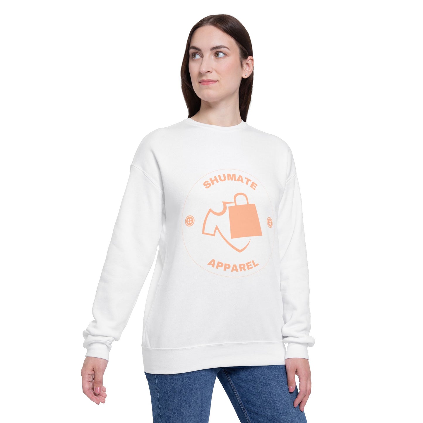 Shumate Apparel Logo Sweatshirt — Minimal Peach Graphic Crewneck