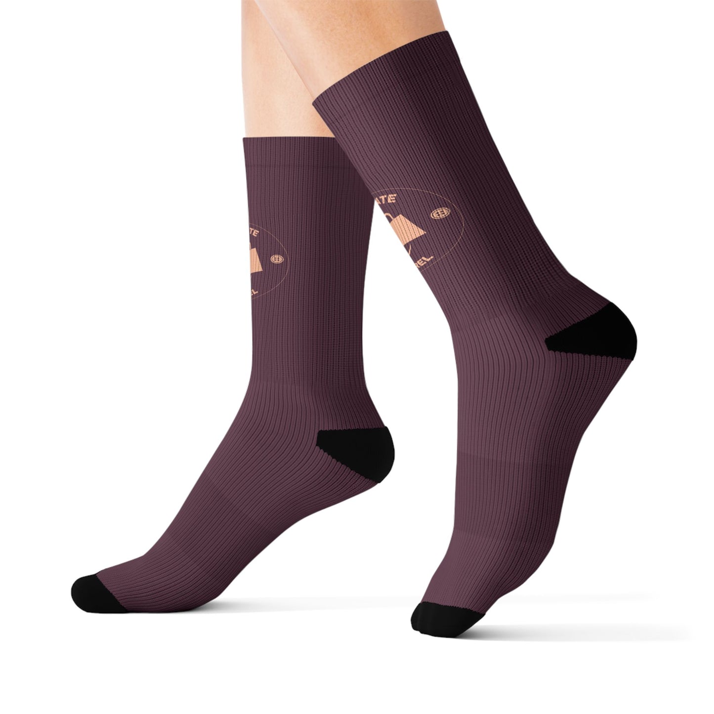 Coffee Lover Sublimation Socks – Maroon Crew Socks with 'Happiness is a Cup of Coffee' Design