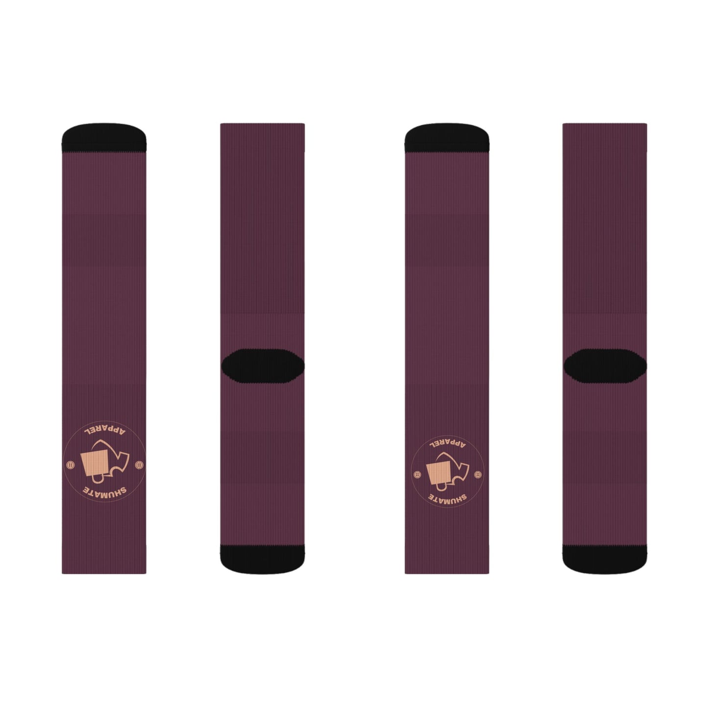 Coffee Lover Sublimation Socks – Maroon Crew Socks with 'Happiness is a Cup of Coffee' Design