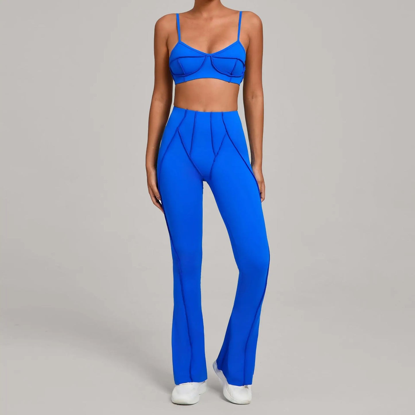 Seamless Yoga Fitness Set With High Waist Leggings And Backless Bra