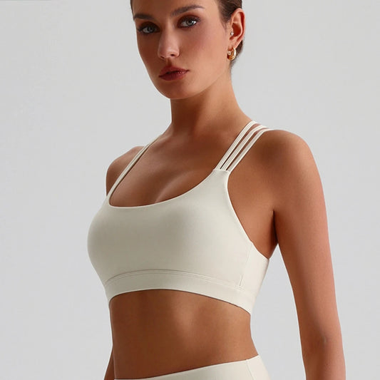 Women Cross Back Sports Bra With Chest Pad For Yoga Training