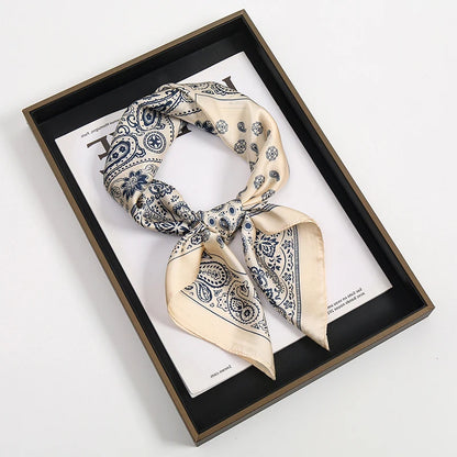Luxury Square Silk Scarf With Satin Fashion Hijab Hairband Design Style