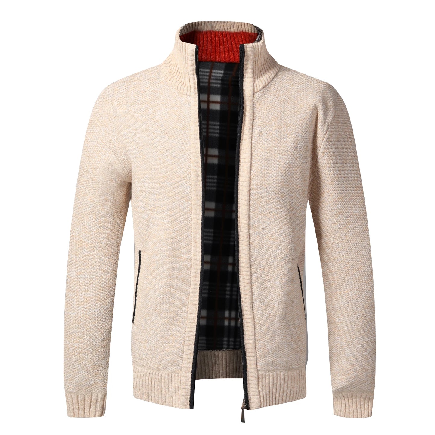 Mens Fleece Cardigan Jacket With Full Zip Warm Winter Fashion Style