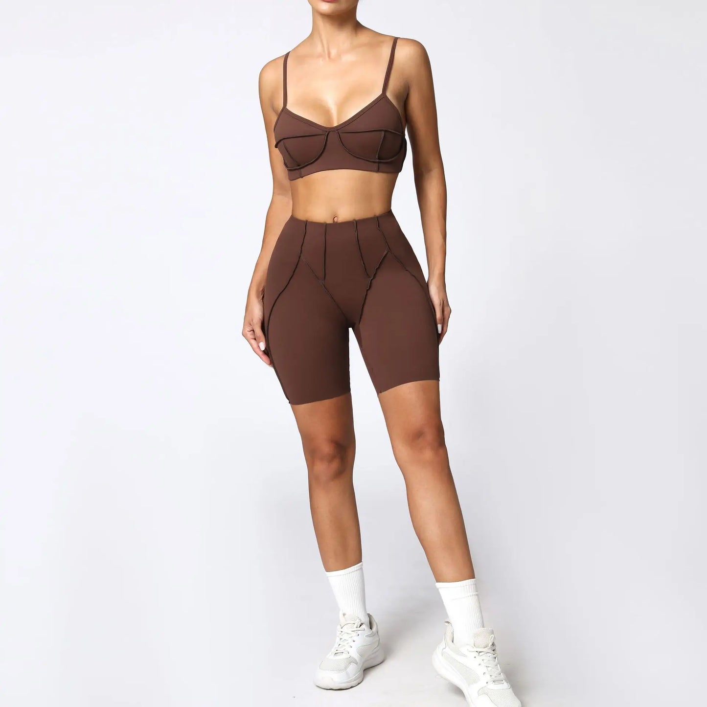 Seamless Yoga Fitness Set With High Waist Leggings And Backless Bra