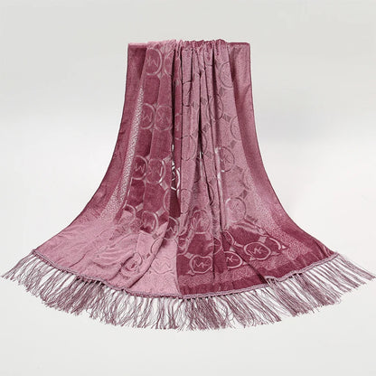 Women's Floral Lace Silk Scarf With Elegant Gradient Fashion Design Style