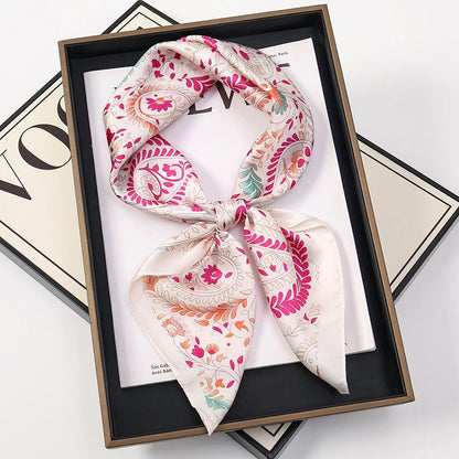 Luxury Square Silk Scarf With Satin Fashion Hijab Hairband Design Style