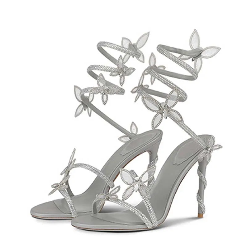 Crystal Flower Ankle Strap High Heel Sandals For Stylish Women's Fashion