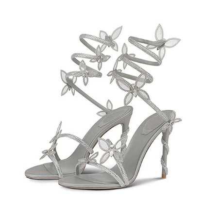 Crystal Flower Ankle Strap High Heel Sandals For Stylish Women's Fashion