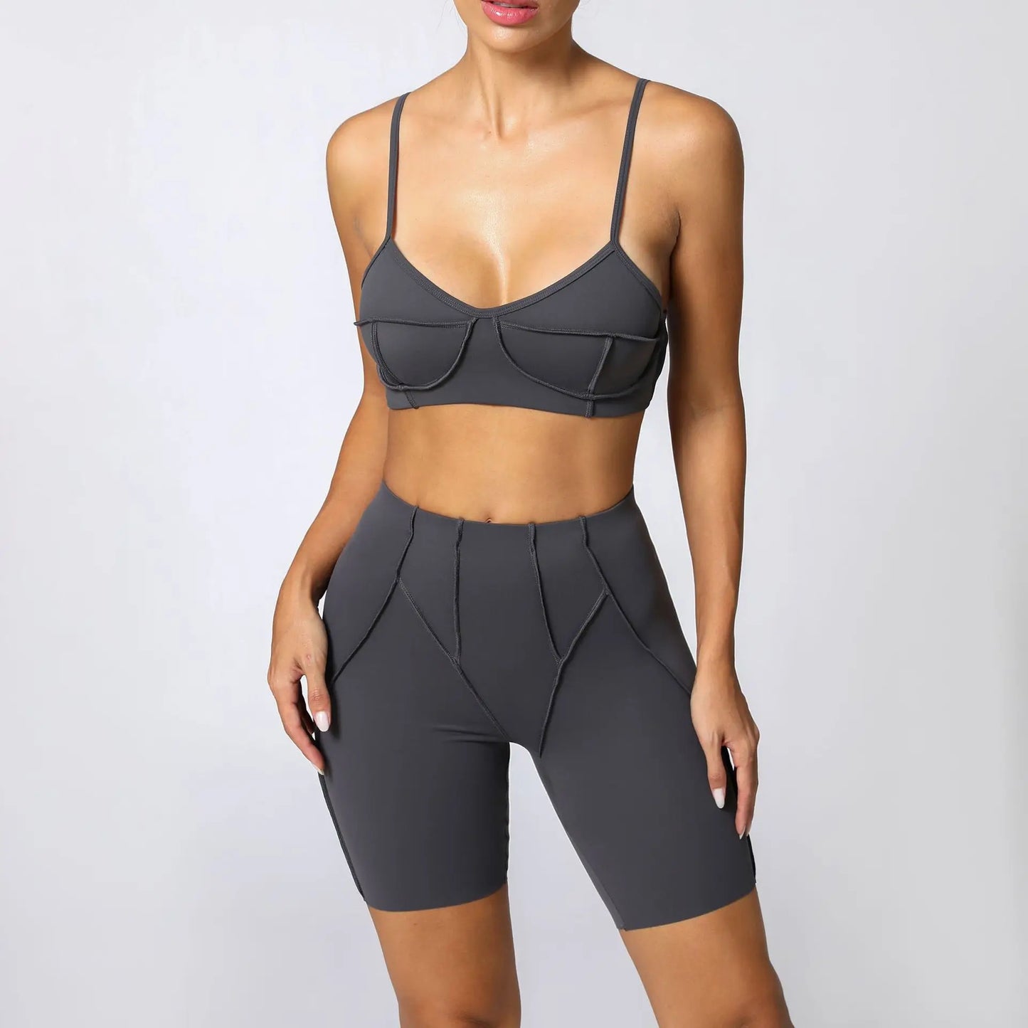 Seamless Yoga Fitness Set With High Waist Leggings And Backless Bra