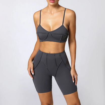 Seamless Yoga Fitness Set With High Waist Leggings And Backless Bra