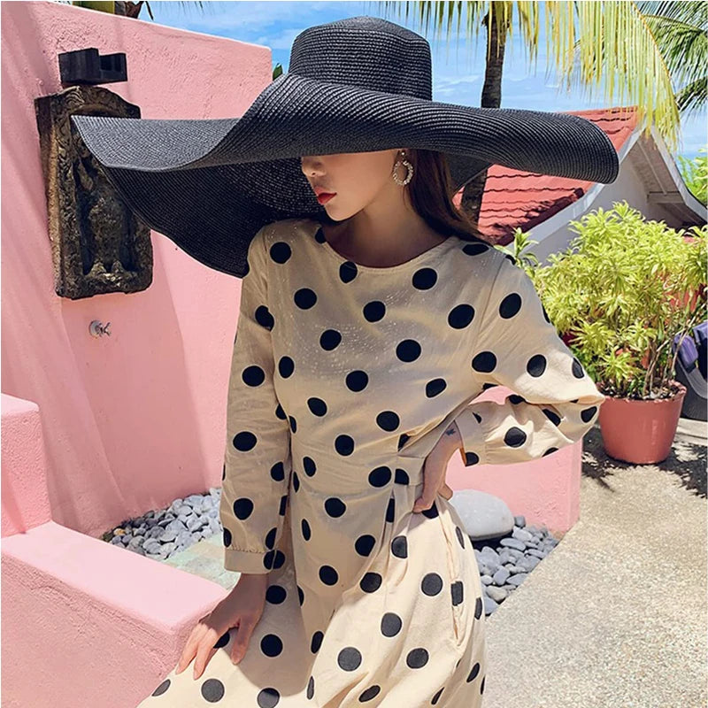 Women's Oversized Straw Sun Hat With Wide Brim UV Protection Design