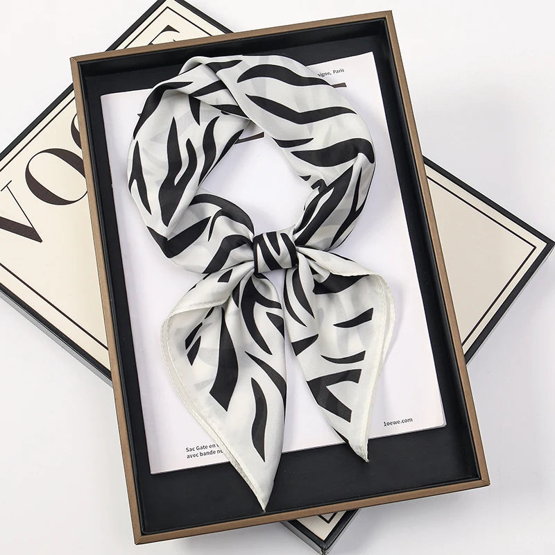 Luxury Square Silk Scarf With Satin Fashion Hijab Hairband Design Style
