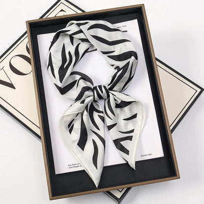 Luxury Square Silk Scarf With Satin Fashion Hijab Hairband Design Style