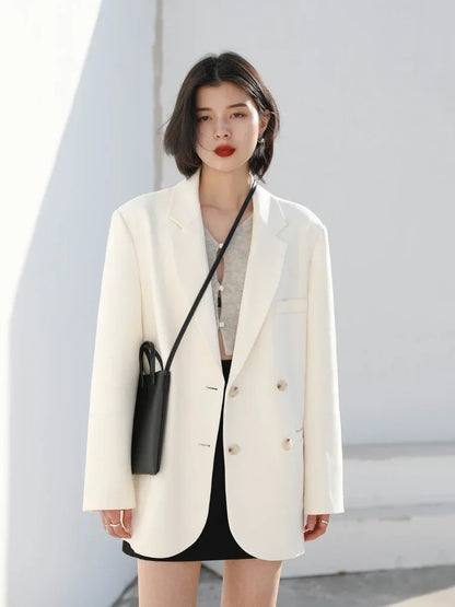 Women's Korean Casual Blazer With Elegant Long Sleeve Office Fashion Style