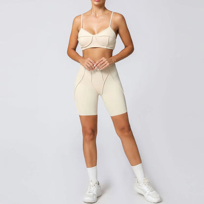 Seamless Yoga Fitness Set With High Waist Leggings And Backless Bra