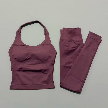 Women Yoga Sportswear Set With Gym Leggings And Fitness Top