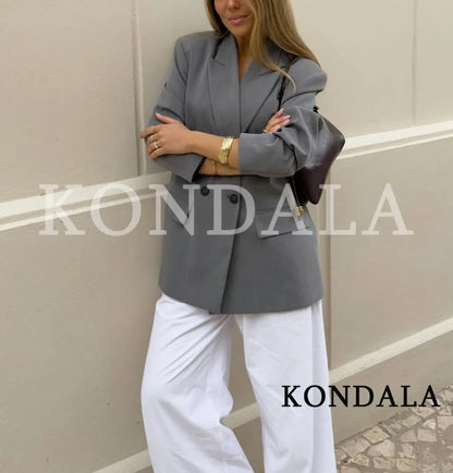 Women's Double Breasted Blazer With Elegant Minimalist Office Fashion Style Design