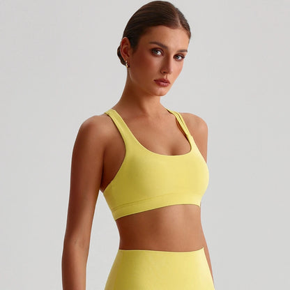 Women Cross Back Sports Bra With Chest Pad For Yoga Training
