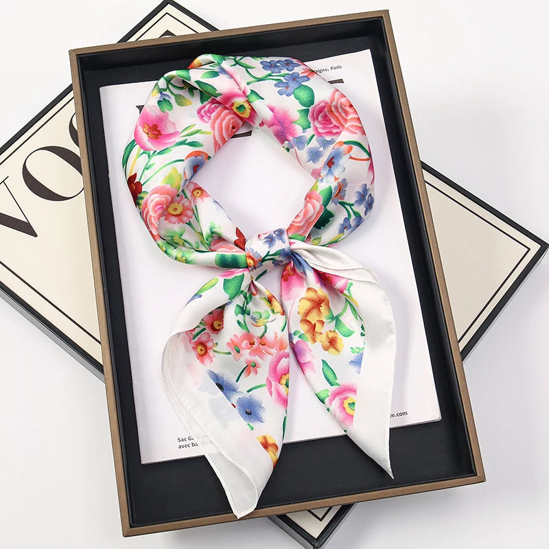 Luxury Square Silk Scarf With Satin Fashion Hijab Hairband Design Style