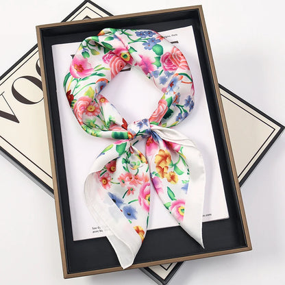 Luxury Square Silk Scarf With Satin Fashion Hijab Hairband Design Style
