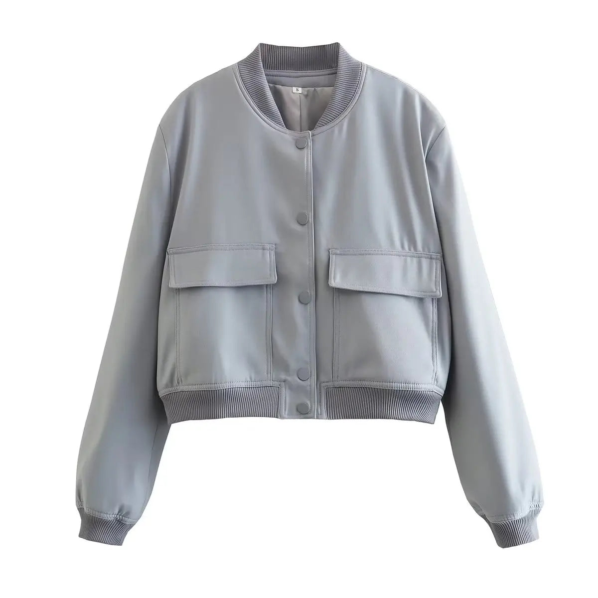 Women's Solid Bomber Jacket With Chic Long Sleeve Fashion Style Design