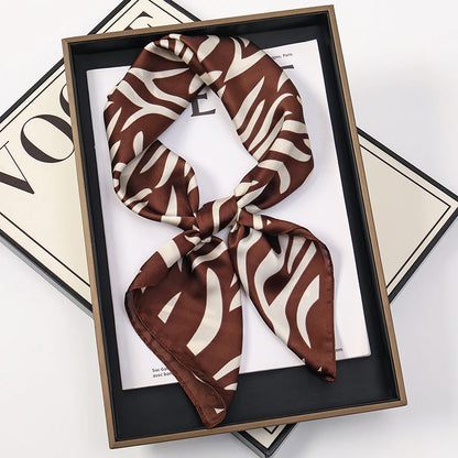 Luxury Square Silk Scarf With Satin Fashion Hijab Hairband Design Style