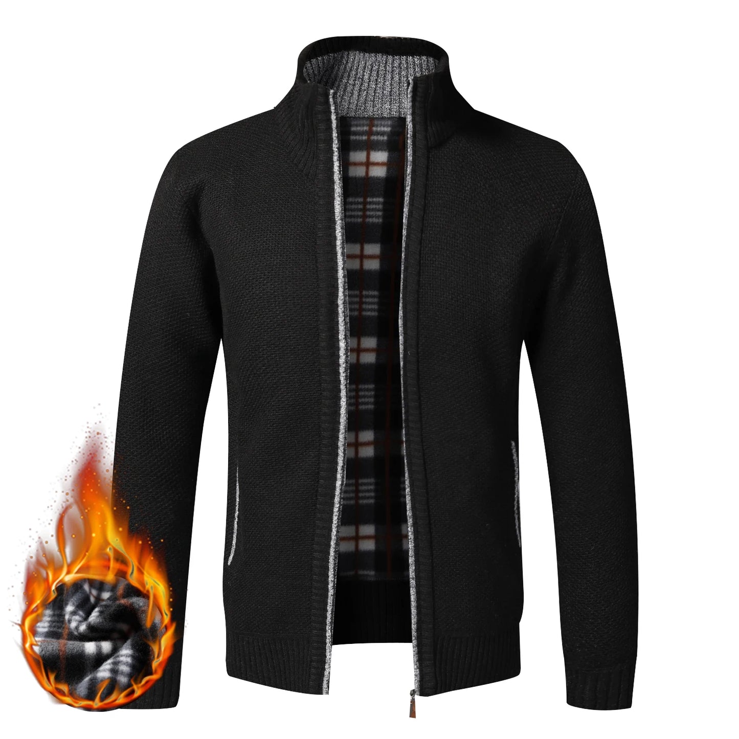 Mens Fleece Cardigan Jacket With Full Zip Warm Winter Fashion Style
