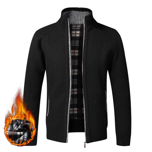 Mens Fleece Cardigan Jacket With Full Zip Warm Winter Fashion Style