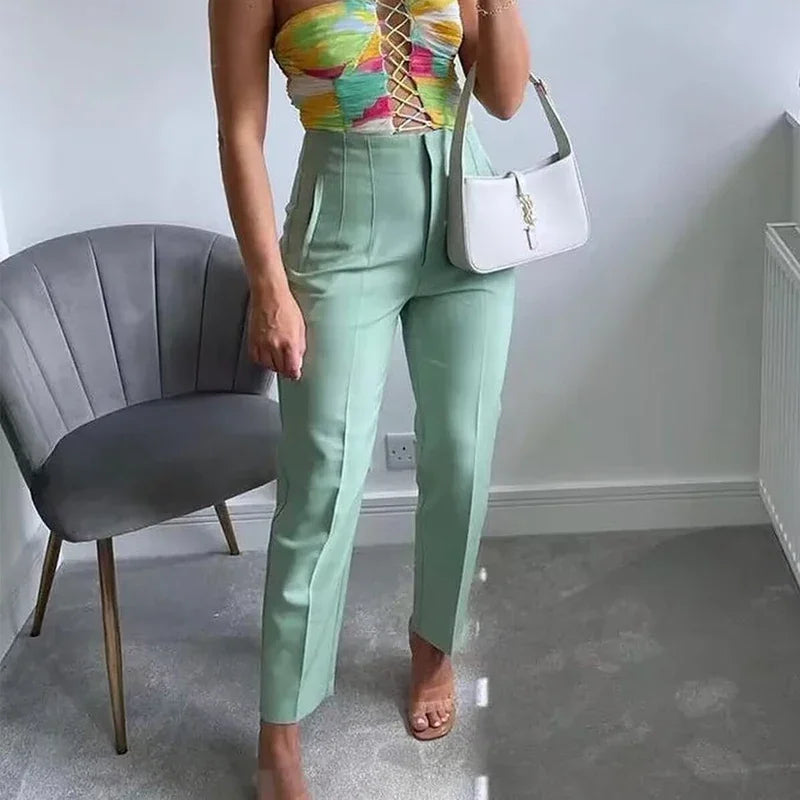Women's High Waist Formal Pants With Elegant Office Fashion Style Design
