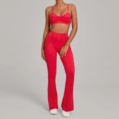 Seamless Yoga Fitness Set With High Waist Leggings And Backless Bra