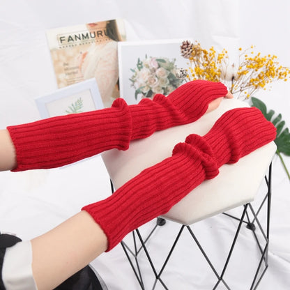 Women's Fingerless Knitted Gloves With Gothic Winter Fashion Arm Sleeve Design