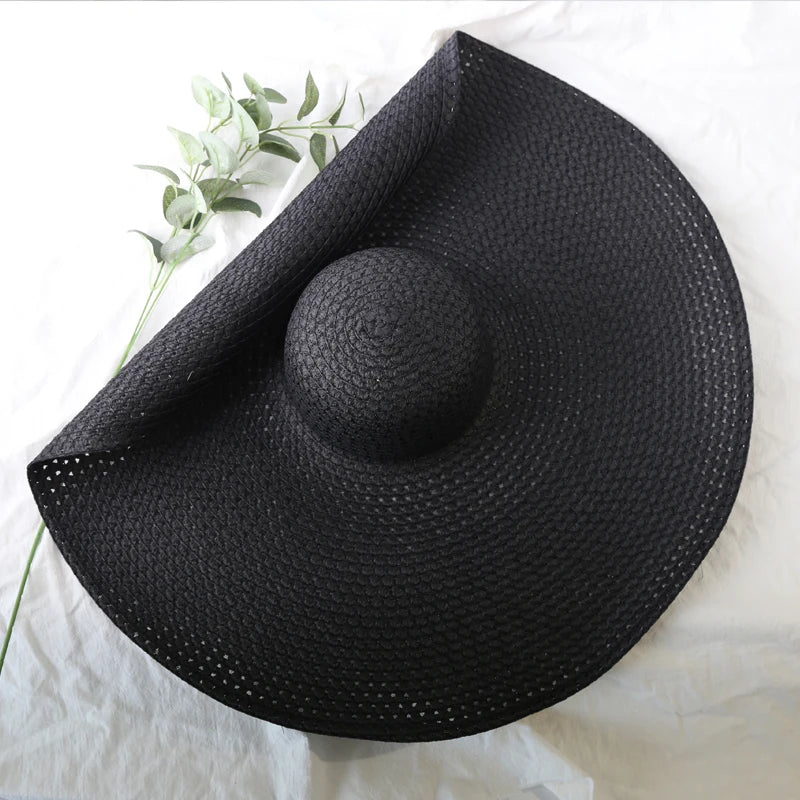 Women's Oversized Straw Sun Hat With Wide Brim UV Protection Design