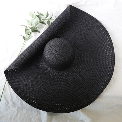 Women's Oversized Straw Sun Hat With Wide Brim UV Protection Design