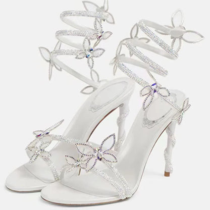 Crystal Flower Ankle Strap High Heel Sandals For Stylish Women's Fashion
