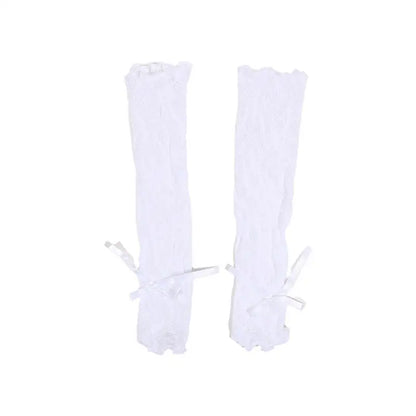 Women's Lace Fingerless Gloves With Y2K Kawaii Fashion Bowknot Design Style