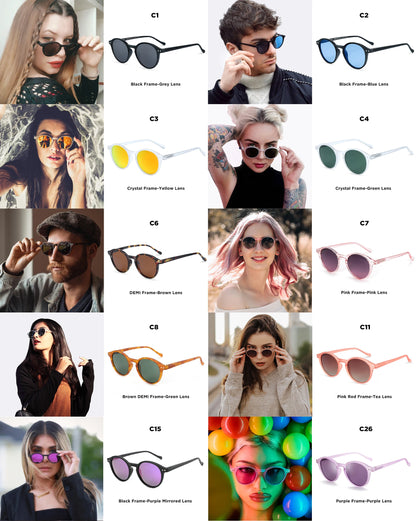 Retro Round Polarized Sunglasses With UV400 Vintage Fashion Style Design Features