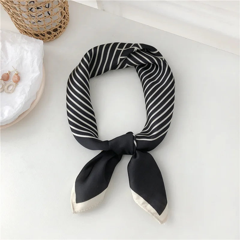 Women's Korean Square Scarf With Simple Striped Fashion Brocade Design Style'