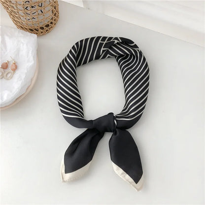 Women's Korean Square Scarf With Simple Striped Fashion Brocade Design Style'