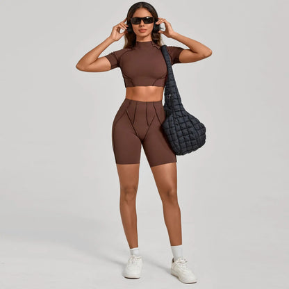 Seamless Yoga Fitness Set With High Waist Leggings And Backless Bra