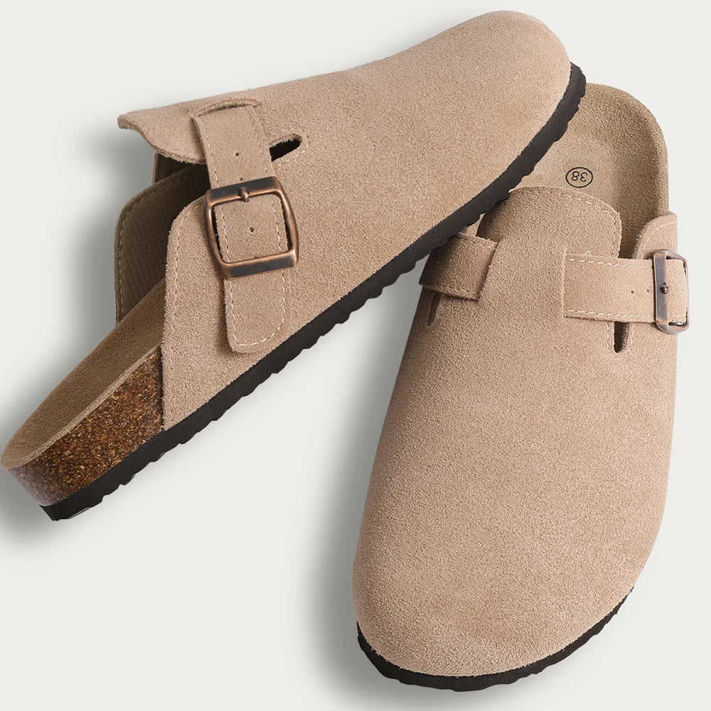 Women Cork Suede Clogs With Arch Support And Antislip Outdoor Comfort