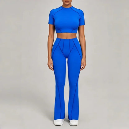 Seamless Yoga Fitness Set With High Waist Leggings And Backless Bra