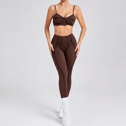 Seamless Yoga Fitness Set With High Waist Leggings And Backless Bra