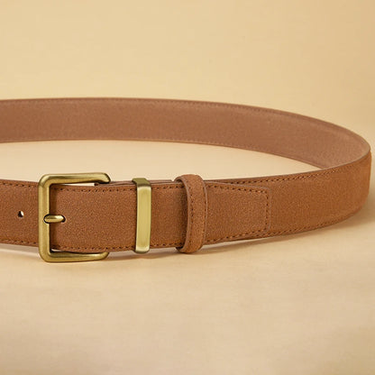 Women's Suede Leather Belt With Gold Buckle Vintage Fashion Style Design