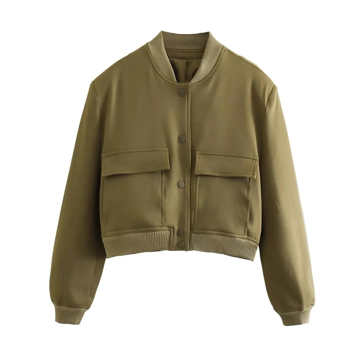 Women's Solid Bomber Jacket With Chic Long Sleeve Fashion Style Design