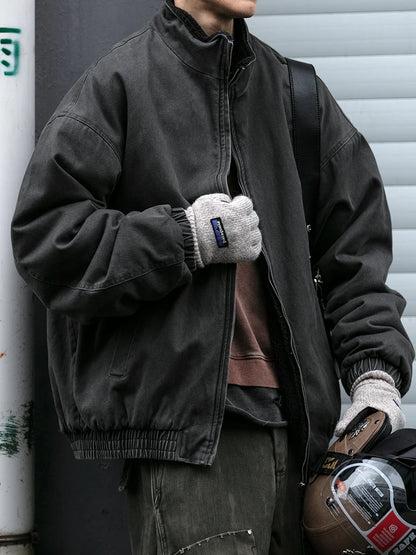 Mens Vintage Polar Fleece Jacket With Warm Korean Streetwear Fashion Style