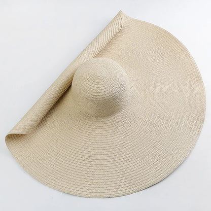 Women's Oversized Straw Sun Hat With Wide Brim UV Protection Design