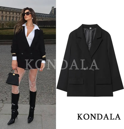 Women's Double Breasted Blazer With Elegant Minimalist Office Fashion Style Design